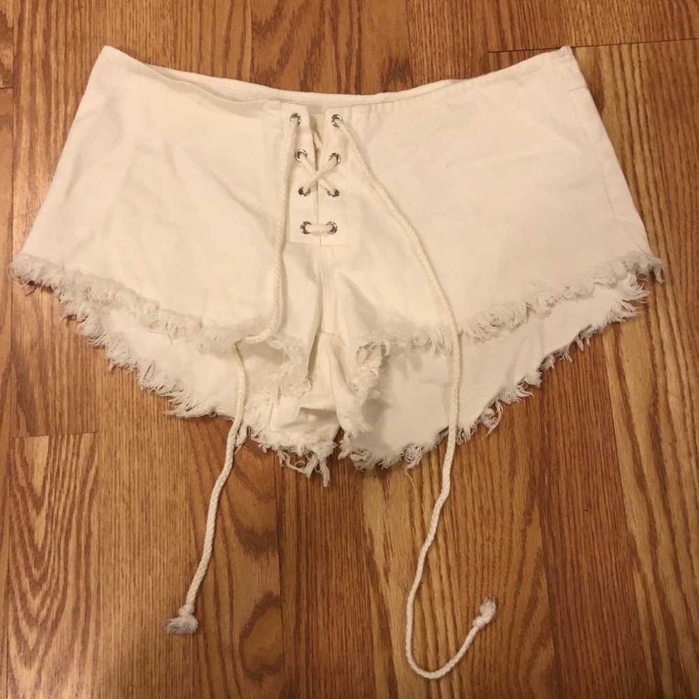 White tie shorts